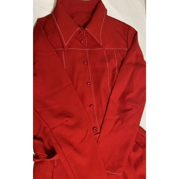 Vintage Sears JR Bazaar Red Dress Brady Bunch Handmade 70s - Picture 5 of 7